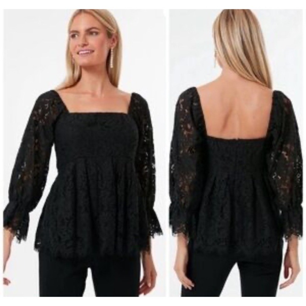 Pomander‎ Place Tuckernuck Women's Black Daniella Lace Top Size Large Shirt